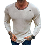 Ripped Round Neck Knitted Sweater
