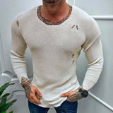 Ripped Round Neck Knitted Sweater