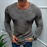Ripped Round Neck Knitted Sweater